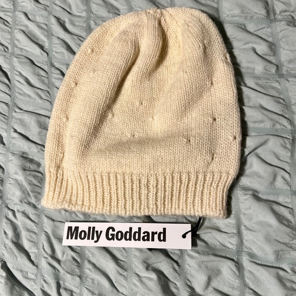 MOLLY GODDARD Cream Knit Hat. Lambs wool, made in Scotland. - Picture 1 of 3